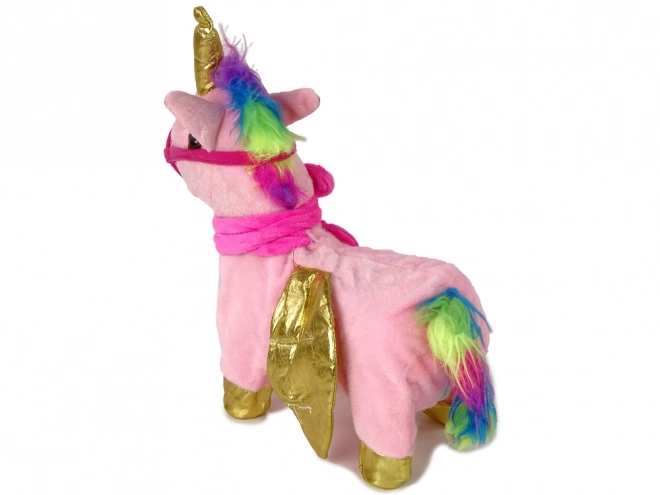 Interaktiver Plüsch-Pferd Rosa mit Goldenen Flügeln und Musik