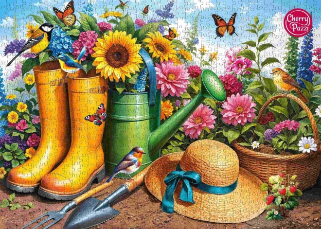 Puzzle Goldene Gummistiefel im Garten 1000 Teile