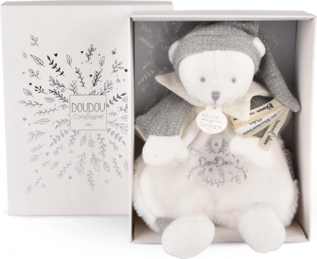 Doudou Geschenkset - Plüschbär mit Mütze 25 cm