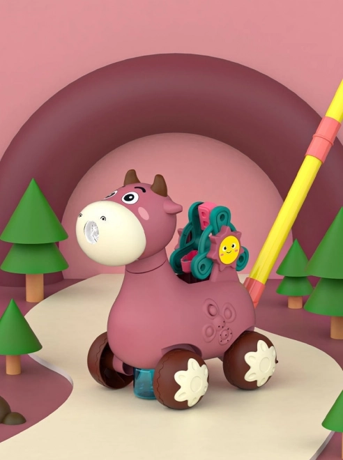 Lauflernwagen Kuh Rosa mit Sound und Seifenblasen