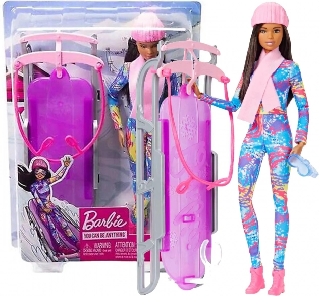 Barbie auf dem Schlitten – Winter-Sportpuppe