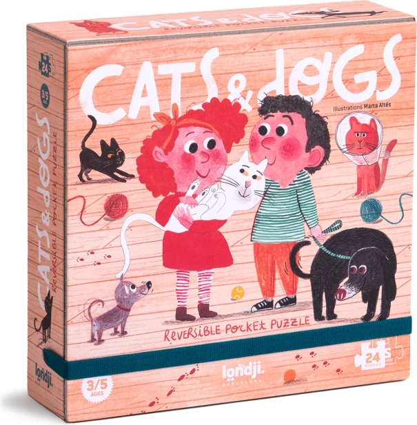 Doppelseitiges Puzzle Londji Katzen und Hunde