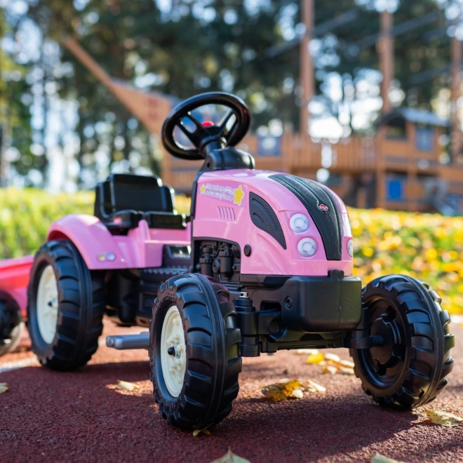Trettraktor County Star mit Anhänger in Rosa