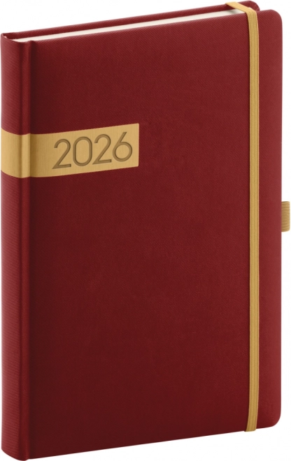 Tageskalender 2026 bordeaux-gold 15 x 21 cm