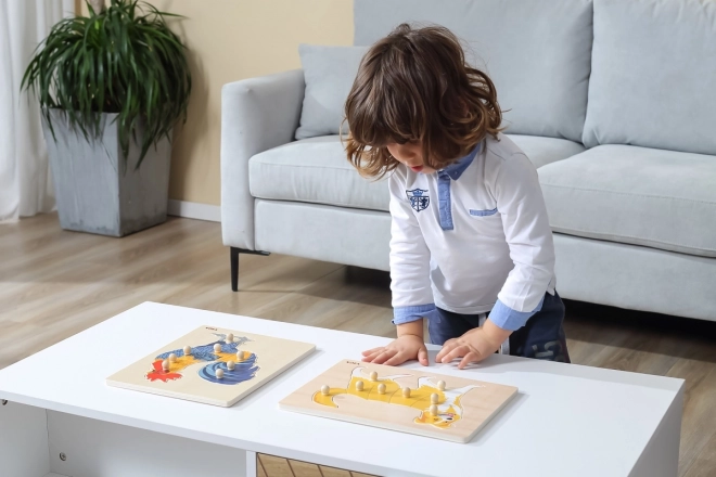 Montessori Holzpuzzle Hahn