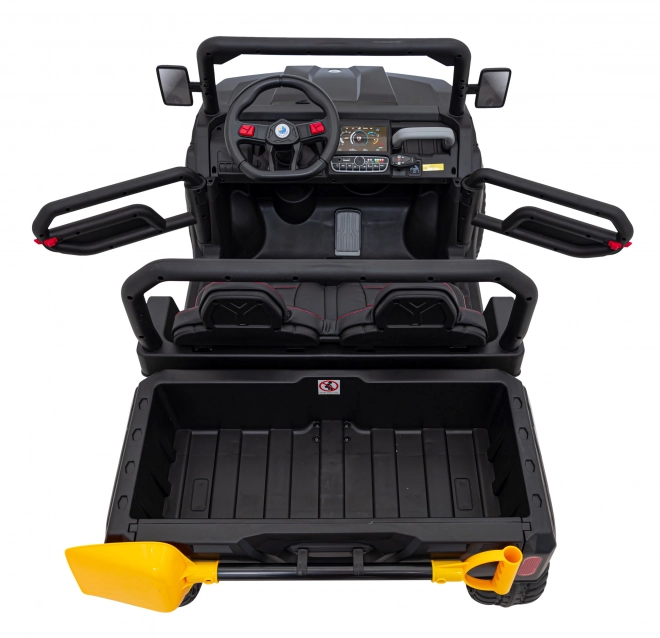 Auto Pick-Up Speed 900 pro Kinder schwarz + Allradantrieb 4x4 + bewegliche Pumpe + Kofferraum + Fernbedienung + Schaufel + LED-Audio