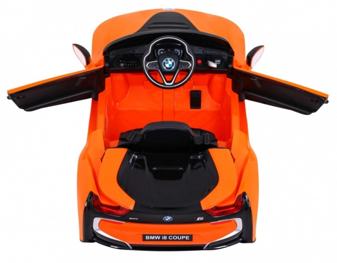 BMW I8 Lift Batteriefahrzeug Orange + Fernbedienung + Langsamer Start + 3-Punkt-Gurte + MP3 USB + LED-Diode