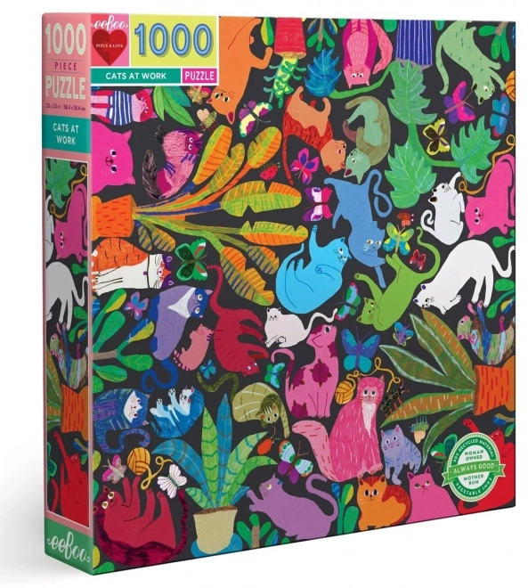 Quadratisches Puzzle Katzen bei der Arbeit 1000 Teile von EEBOO