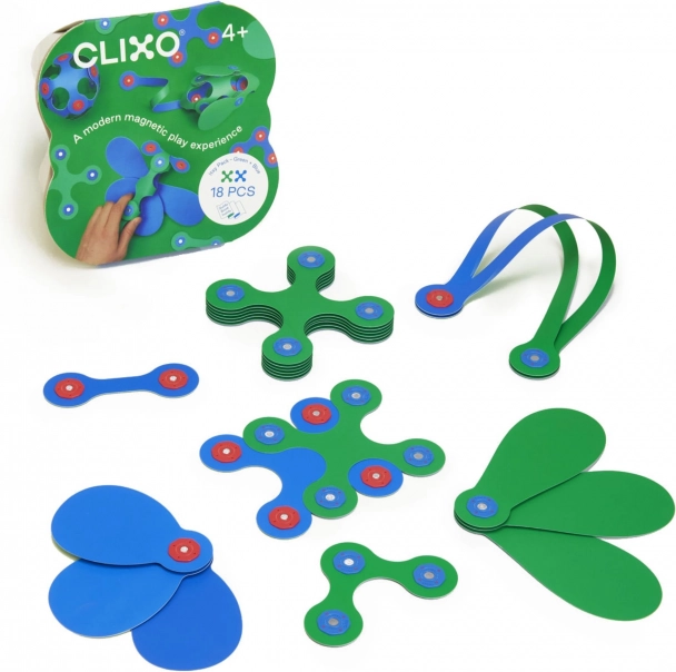 Clixo Itsy Magnetische Konstruktionsspielzeug Grün & Blau