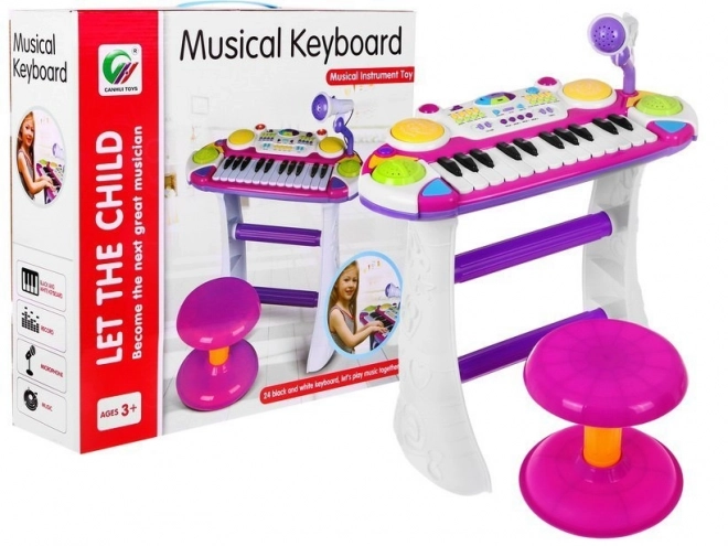 Rosa Musikset Keyboard + Trommeln + Mikrofon für Kinder ab 3 Jahren