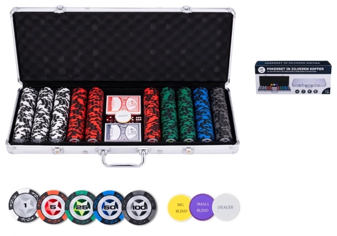 Poker-Set im Koffer, niedrige Werte