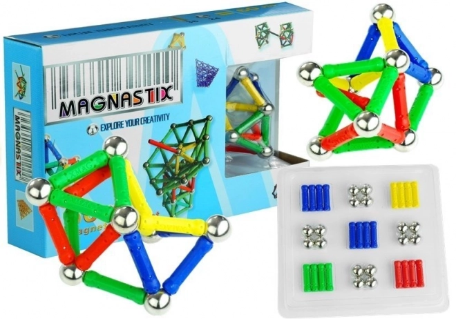 Magnetische Bausteine für Kinder - Bunte Magnetsticks und Kugeln, 60 Stück