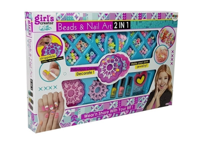 Bunte Perlen und Nagelmuster