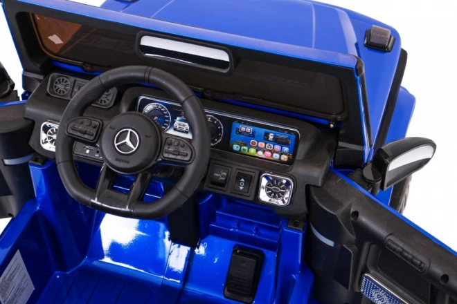 Mercedes AMG G63 für Kinder Blaue Farbe + Fernbedienung + MP3 LED + langsamer Start + EVA + Gurte