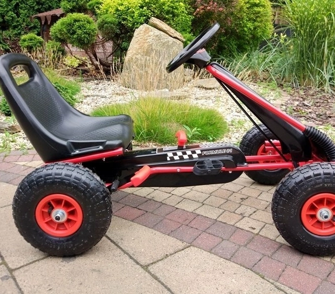 Tret-Gokart mit Luftreifen + Aufblasbare Reifen + Verstellbarer Sitz – Rot