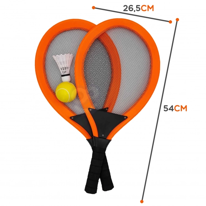 Woopie große Schläger für Tennis und Badminton für Kinder Set mit Ball und Federball