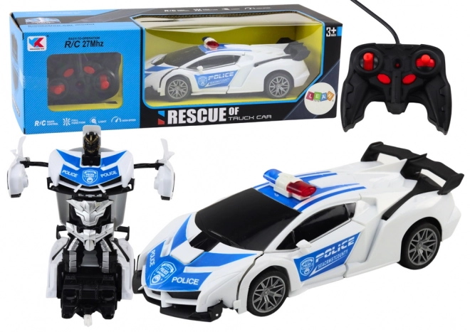 Polizeiauto R/C 2-in-1 Auto-Roboter mit Licht und Ton