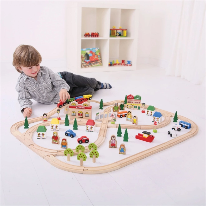 Bigjigs Rail Stadt- und Land-Holzeisenbahn 91 Teile