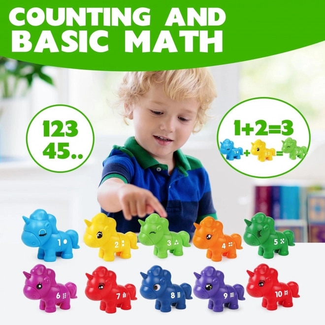 Lernspiel Einhorn Zahlen und Farben Montessori Set