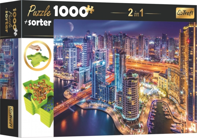 Puzzle mit Sortierer 2-in-1 Nächtliches Dubai 1000 Teile