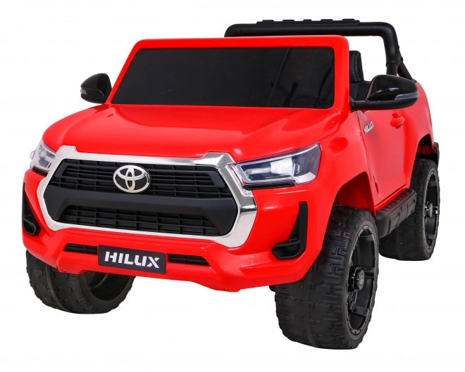 Toyota Hilux Batterie Kinderauto Rot + Allradantrieb 4x4 + Fernbedienung + 2 Gepäckträger + MP3-Radio + LED-Diode