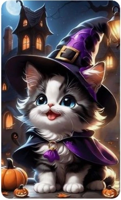 Diamenten-Malerei - Halloween Kätzchen