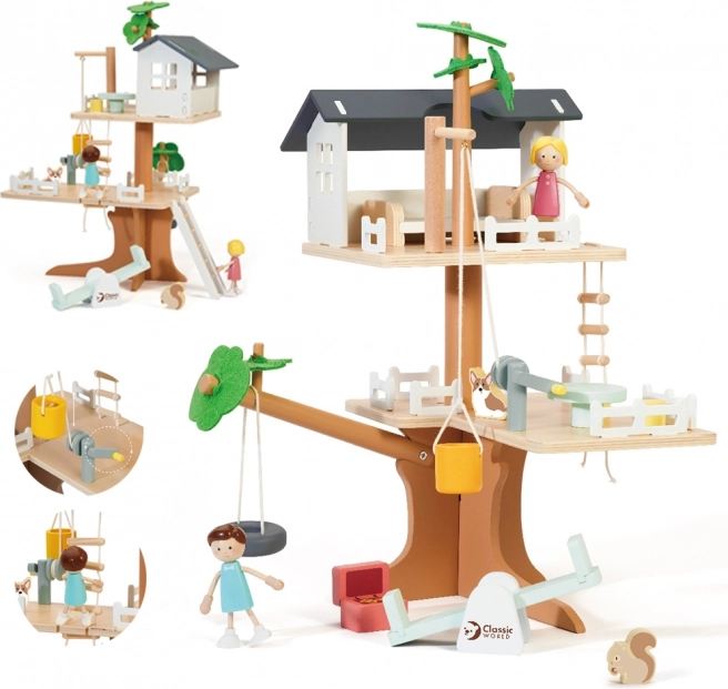 Classic World Holz-Baumhaus für Puppen, 31-tlg.