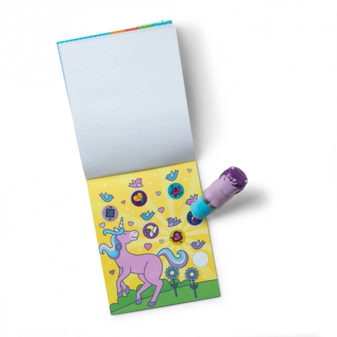 Wow! Aufkleber und Stempel mit lila Einhorn