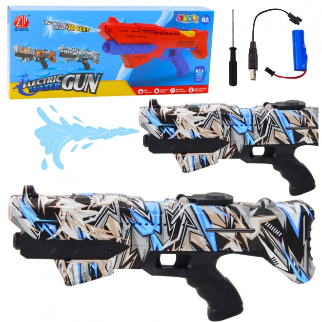 Elektrische Wasserpistole Graffiti Blau