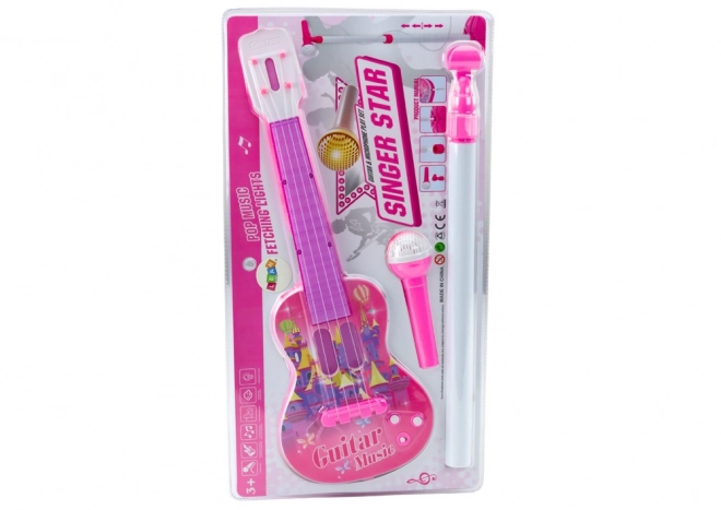 elektrische gitarre mit mikrofonständer pink