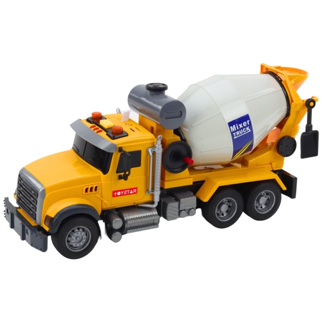 Gelber Betonmischer-LKW mit Licht- und Soundeffekten