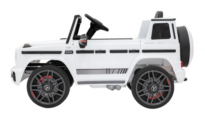 Mercedes AMG G63 für Kinder weiß + Fernbedienung + MP3 LED + langsamer Start + EVA + Gurte