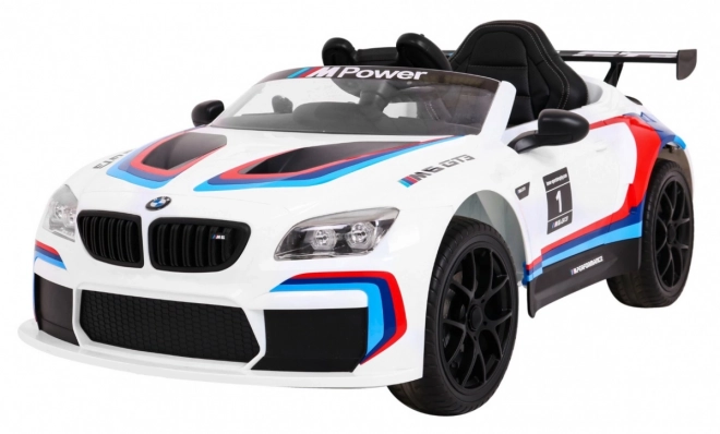 BMW M6 GT3 Kinderauto mit Batterie Weiß + Belüftung + MP3 Sounds Lichter + Fernsteuerung