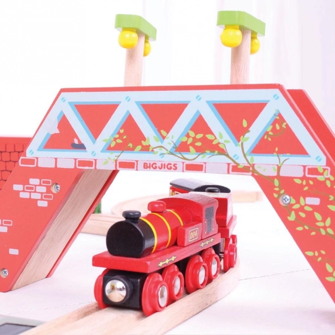 Bigjigs Rail Rote Lokomotive mit Tender und 3 Gleisen