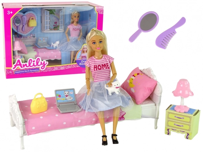 Anlily Puppe mit Schlafzimmer-Set