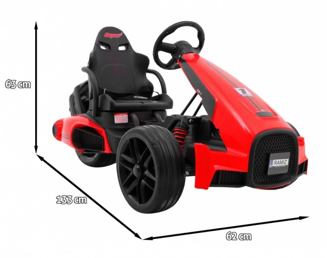 Kinder Gokart Bolid XR-1 mit Batterie Rot + verstellbarer Lenker + geformter Sitz