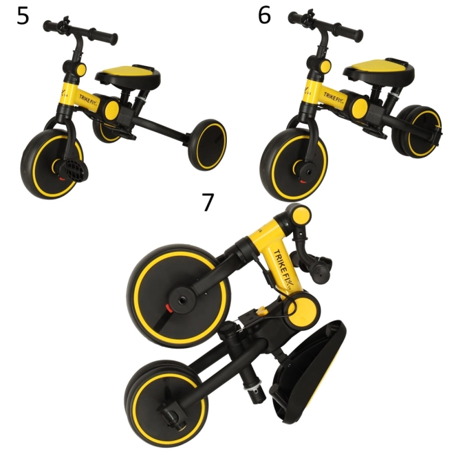 Multifunktionales Dreirad Trike Fix V4 Gelb-Schwarz mit Dach