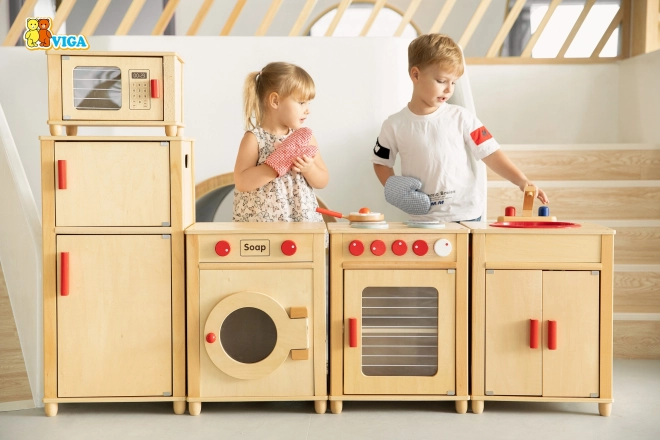 Große Holzküche für Kinder von der Marke Viga mit FSC-Zertifikat