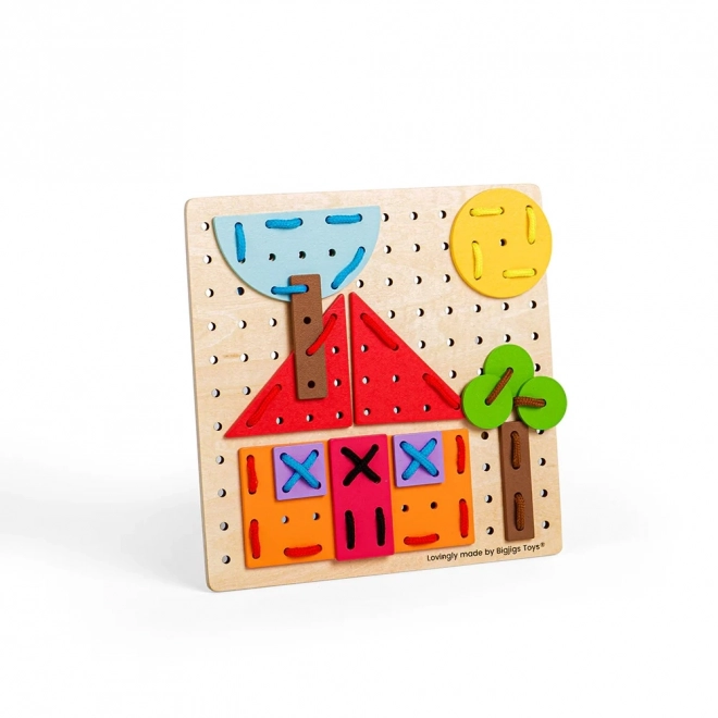 Bigjigs Toys Holz Schnürspiel Geometrische Formen