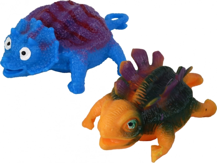 Zwei fröhliche Dinosaurierspielzeuge