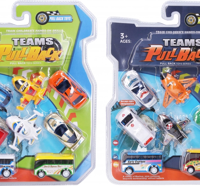 Set aus acht Rückzugsfahrzeugen 7 cm