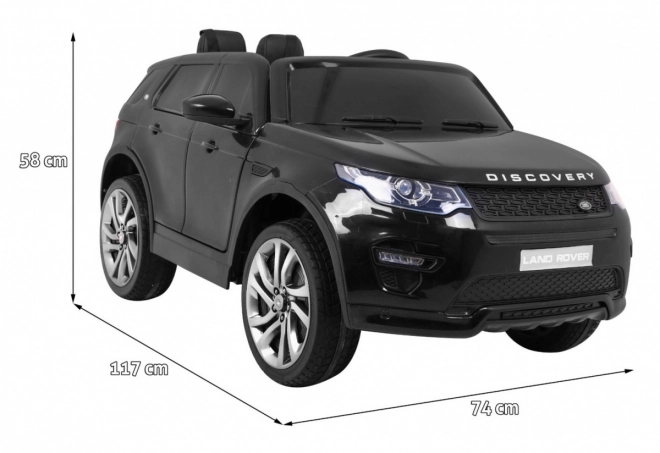 Land Rover Discovery für Kinder schwarz + Fernsteuerung + 5-Punkt-Sicherheitsgurte + Sitzverstellung + EVA + MP3 LED