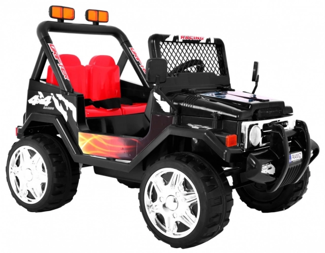 Kinder Geländewagen mit Batterie Raptor Drifter Schwarz + Fernbedienung + langsames Anfahren + EVA + Geräusche und Licht