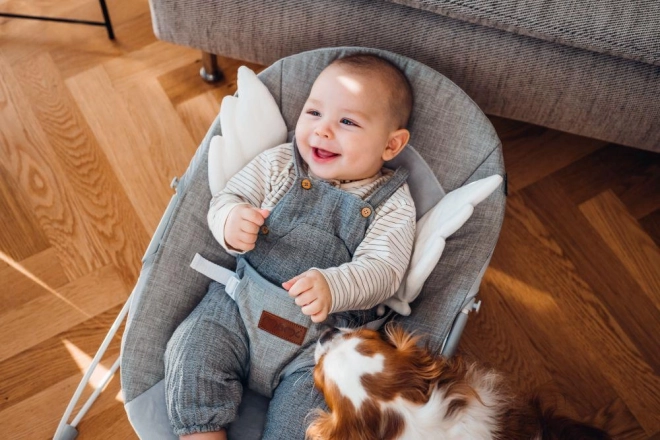 Vibrierende Babyschaukel MoMi TULI Rosa mit Flügeln