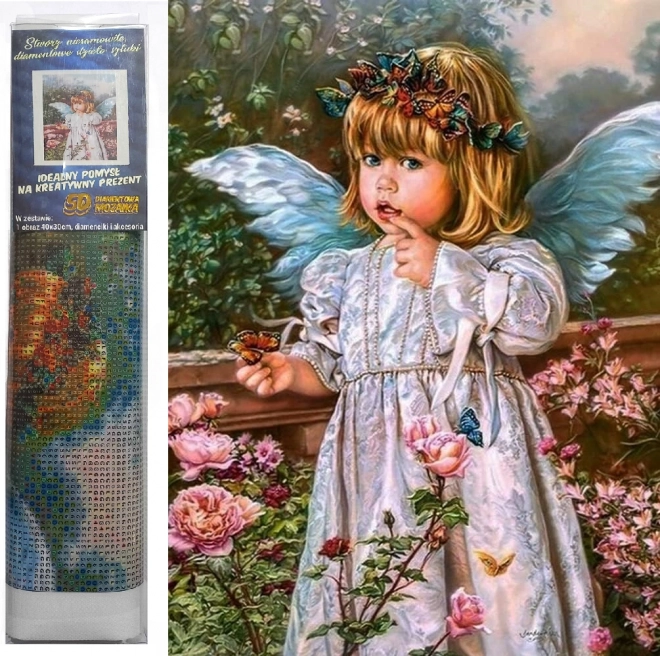 Diamantmalerei Engel mit Blumen 30x40cm