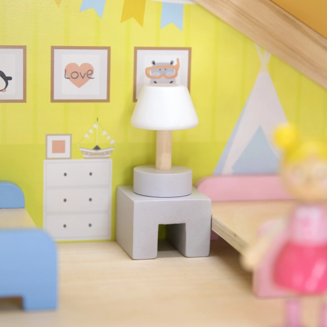 Großes Viga Puppenhaus mit Puppen und Zubehör