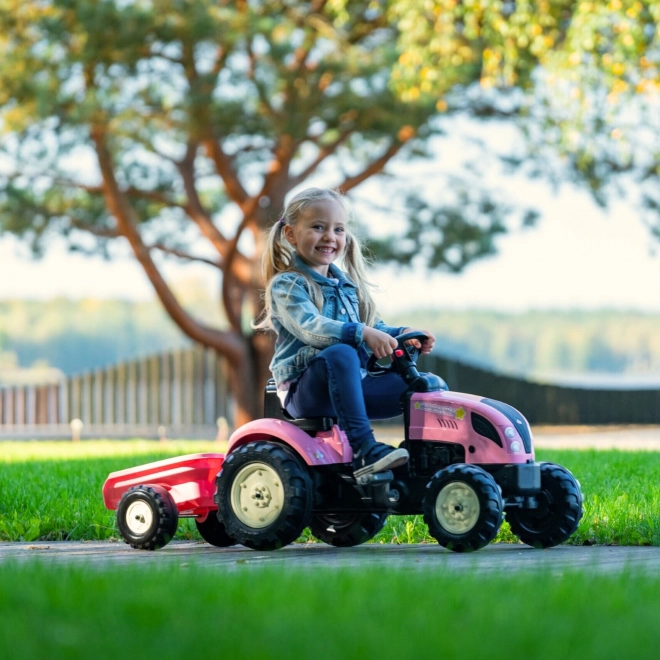 Trettraktor County Star mit Anhänger in Rosa