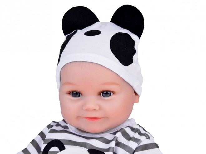 Niedliche weiche Babypuppe Junge mit Panda-Strampler