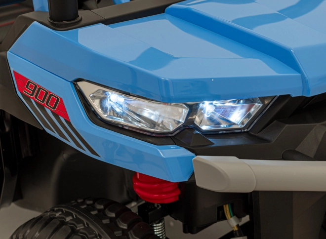 Kinderauto Pick-Up Speed 900 Blau + Allradantrieb + bewegliche Schaufel + Gepäckträger + Fernbedienung + Schaufel + LED Audio
