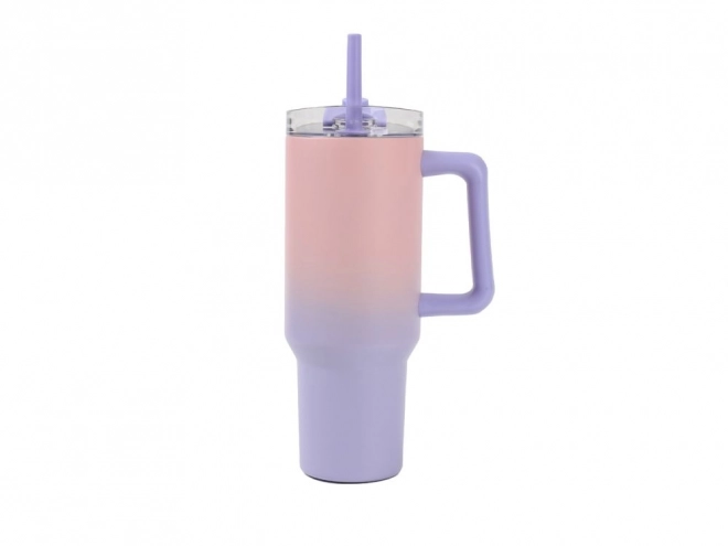 Großer Thermobecher mit Strohhalm - Pastell